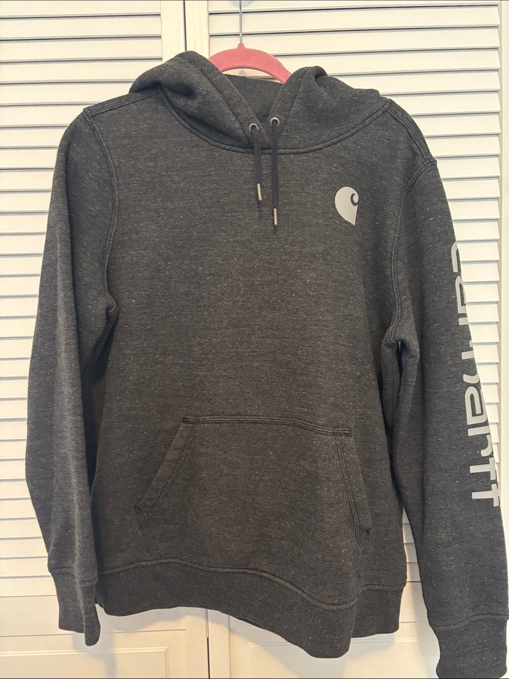 Carhartt Charcoal Heather Pullover Hoodie with Sleeve Script